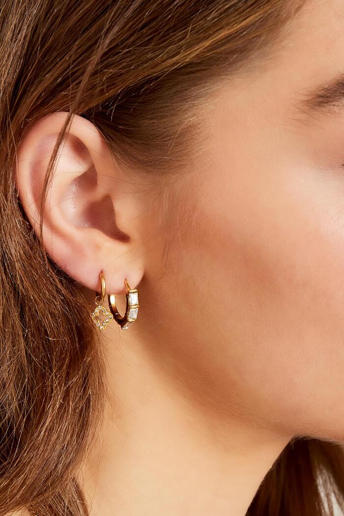 Boucles d'oreilles avec des pierres de zircon rectangle Argenté Acier inoxydable Image3